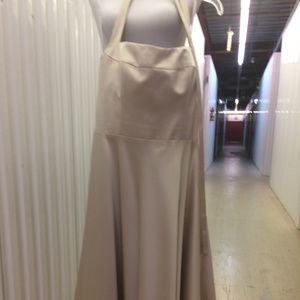 Halter Top Strapless Beige Cocktail Dress